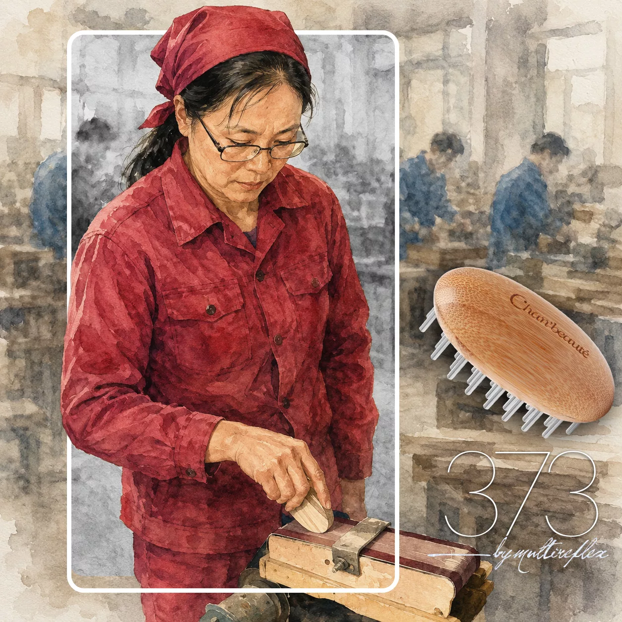 Ouvrière fabriquant l'Ovée de beauté multireflex